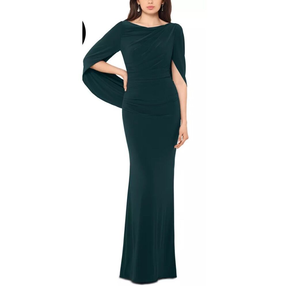 Betsy & Adam Drape-Back Gown in Forest Green NWT Size 16W